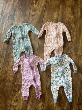 Floral Zip Front Baby Footie Pack - Pink, Green, Lavender, Multi